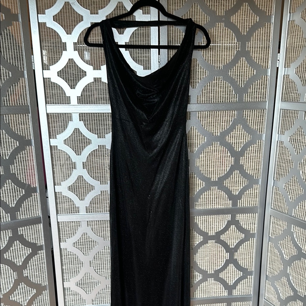 NWT Black glitterly Sleeveless Cowl Neck Maxi Gown